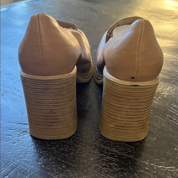 Y2K Bonnibel Tan Heeled Loafers with Chunky Platform - Picture 2 of 10